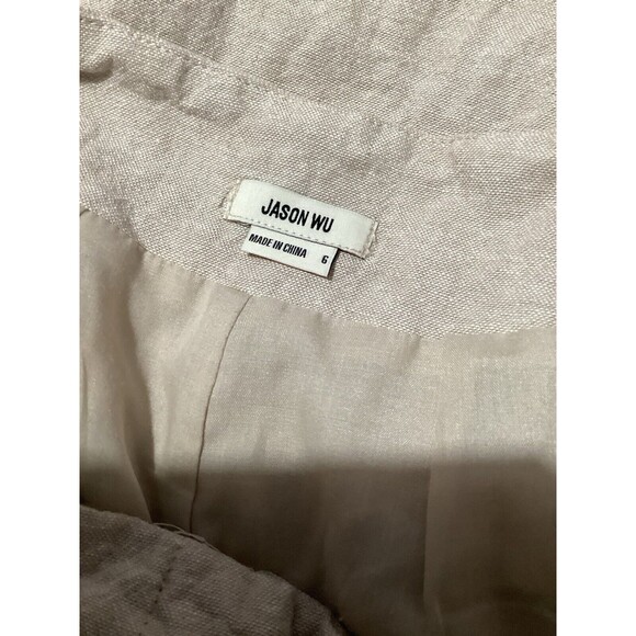 Jason Wu Linen Blend Tan Khaki High Rise Trousers Braid Accent 6 Cropped - Picture 6 of 9